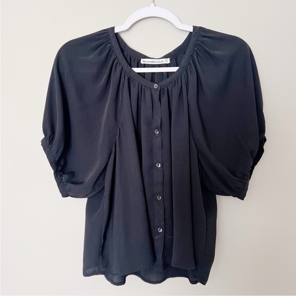 Abercrombie & Fitch Tops - Abercrombie & Fitch Blouse Shirt Top Black Puff Sleeve Boho